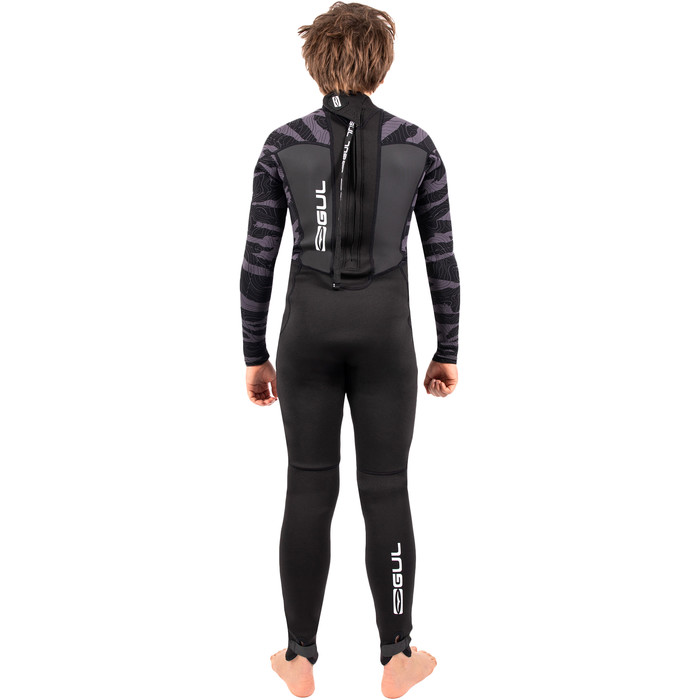 2024 Gul Junior Response 3/2mm Flatlock Back Zip Wetsuit RE1322-C1 - Black / Contour Camo